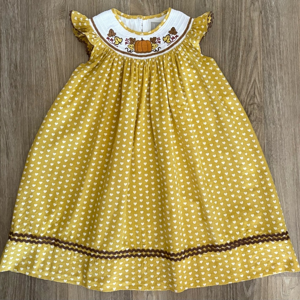 NEW! Lil Cactus Smocked Fall Pumpkin Dress-size 4